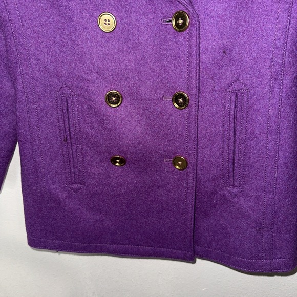 J Crew Womens Stadium Cloth Majesty Peacoat Sz‎ 0p Purple Wool Cashmere Coat - Picture 5 of 12